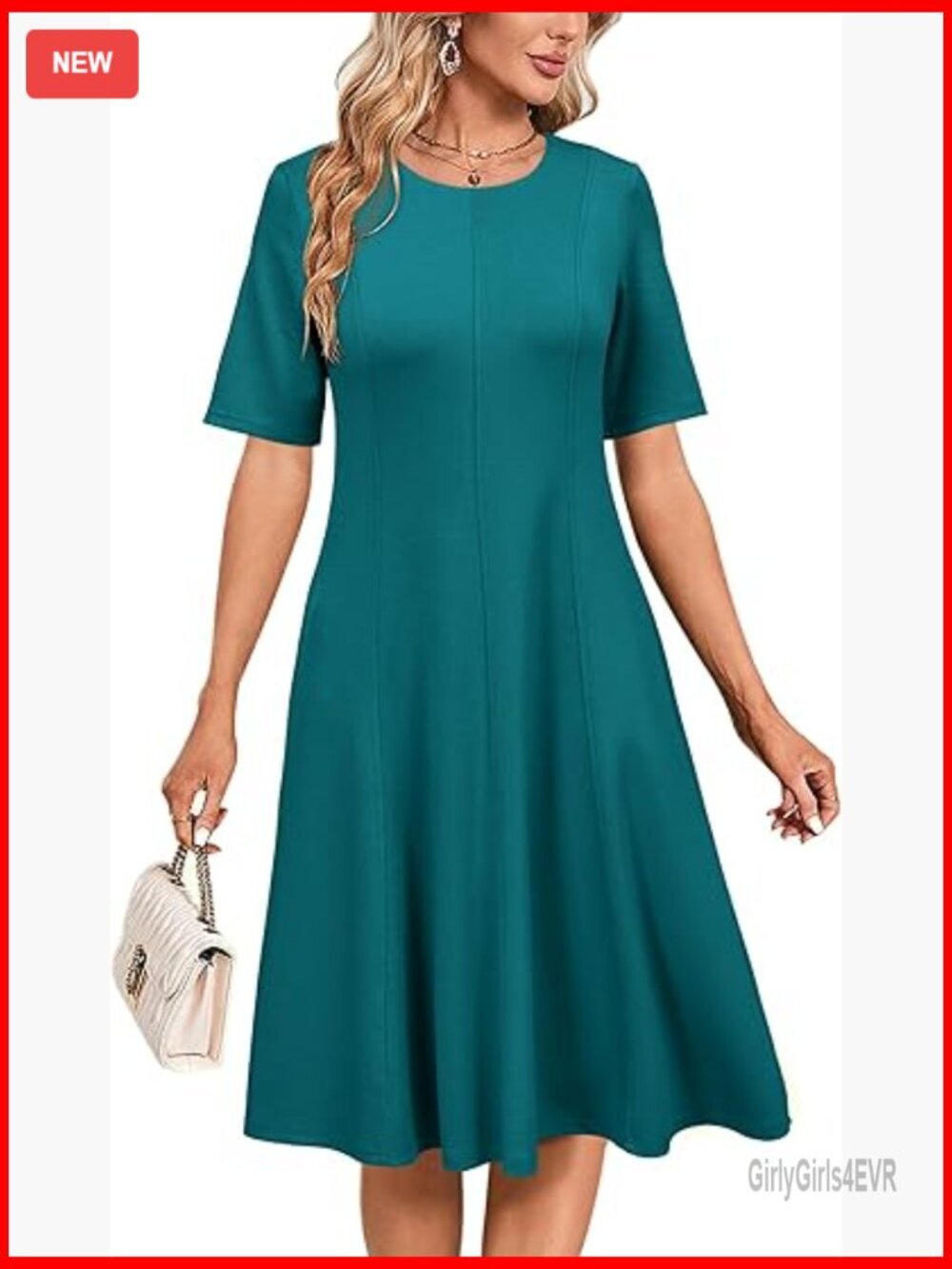 2025 Summer Teacher Work Modest Dress Ultra Soft Short Sleeve Midi Business